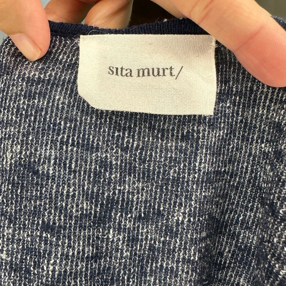 Sita Murt Women Colorblock Linen‎ Blend Knit Sweater Cream Gray Size 42 US 10